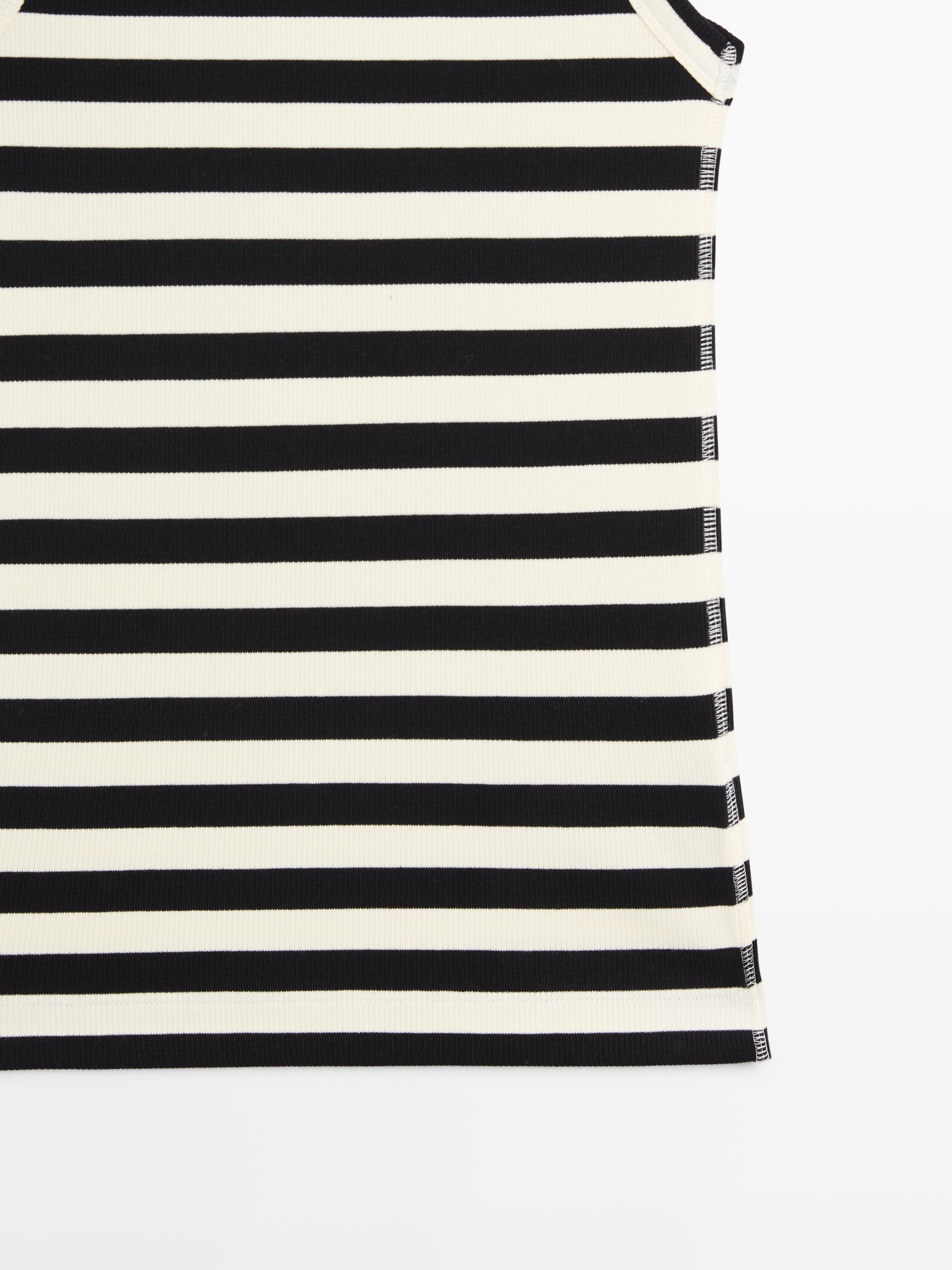 Sleeveless ribbed top with striped detail
